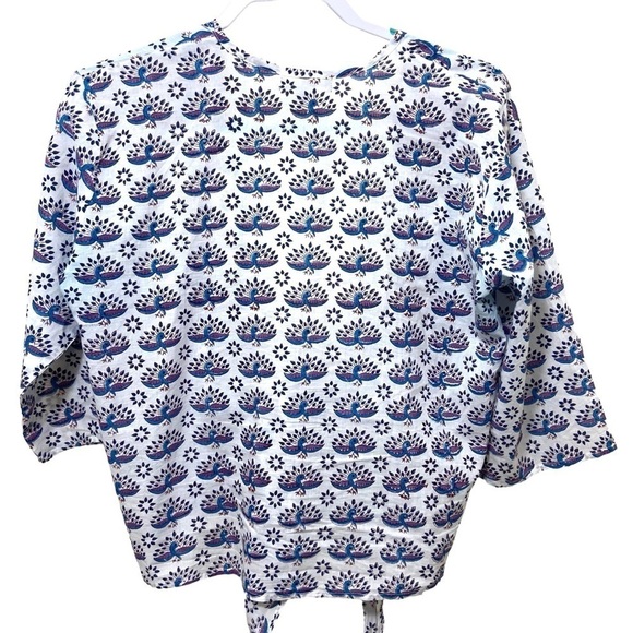 Shade Amour Wrap Top Blue Peacock 100% Cotton Made in India 4 ways to wear NWT - Picture 5 of 12